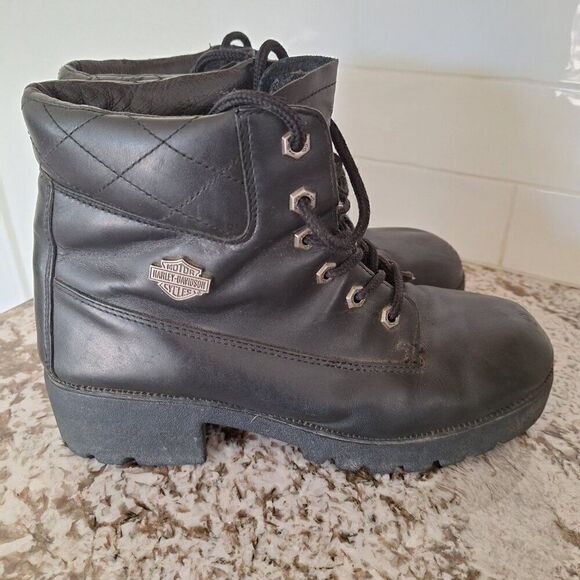 Harley-Davidson  Black logo Leather Boots size 10‎ - Picture 2 of 10